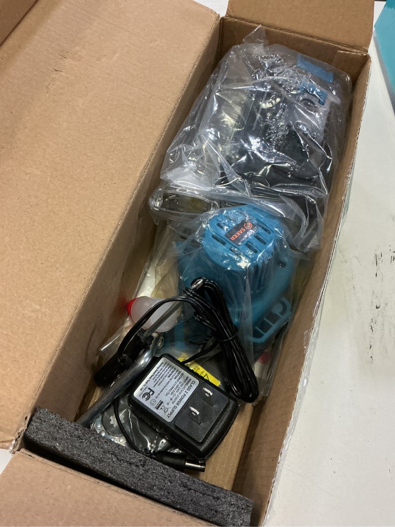 Condition photo showing Good Condition for saker mini chainsaw,portable electric chainsaws cordless,handheld chain saw pruning shears chain saws for tree branches,courtyard,household and garden,gifts for men dad husband women blue mini chainsaw:1x battery, 1x chain