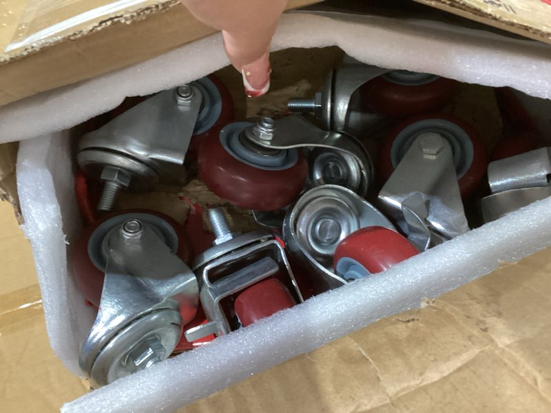 Condition photo showing Good Condition for car dolly [set of 4 with 6000 lbs] capacity, carbon steel heavy duty car mover wheel dollies with antiskid plate & 360 degree rotatable wheel, 16"*13", red