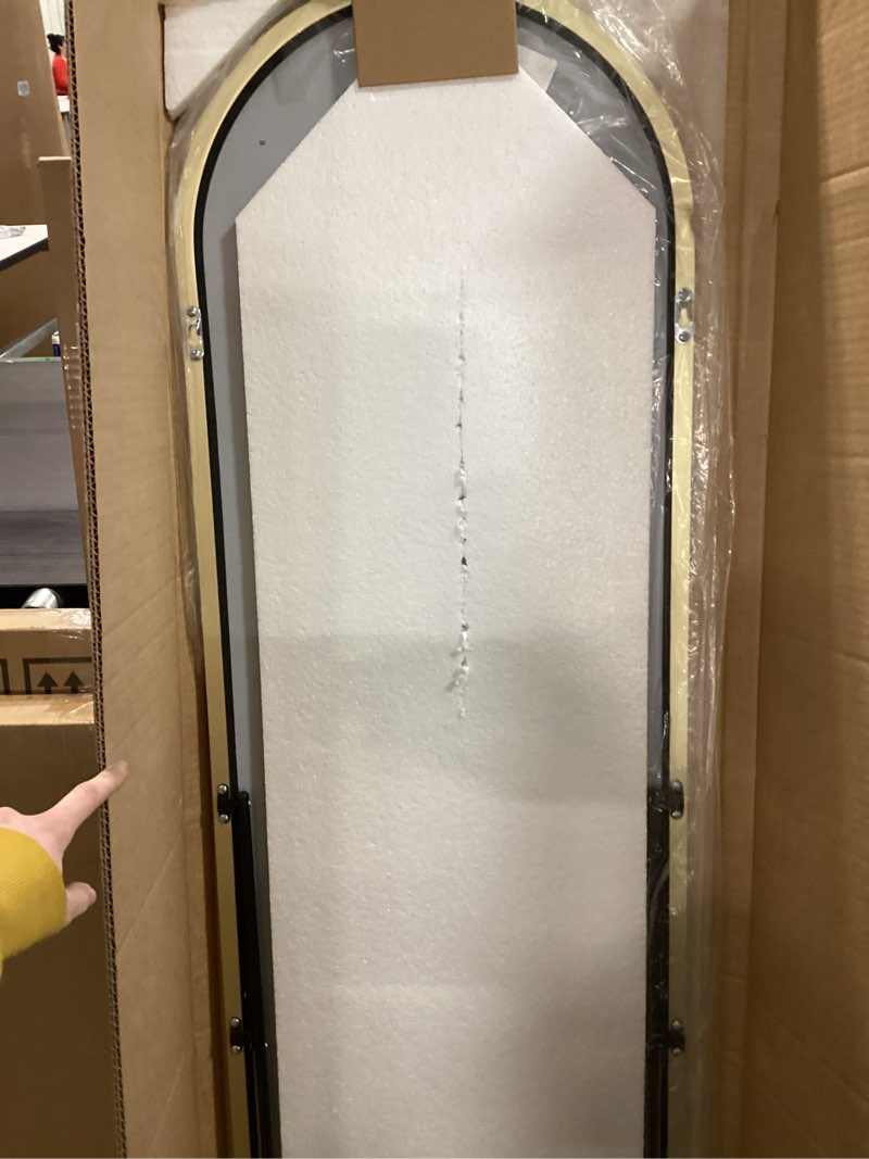 Condition photo showing New/Like New for Arched Mirror Full Length, Upgraded 16"x59" Body Wall Mirrors with Shatter-Proof Glass, Floor Standing, Hanging or Leaning, Tall Arch Mirror with Stand Aluminum Alloy Frame for Bedroom Cloakroom