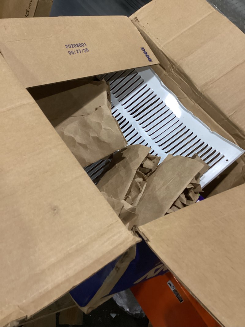 Condition photo showing Good Condition for ez-flo 16 x 16 inch (duct opening) return air vent cover for wall or ceiling, solid steel return air filter grille, hvac vent cover, white, 61654