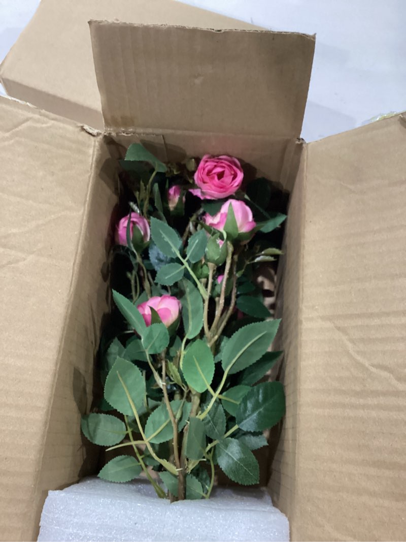 Condition photo showing New/Like New for Artificial Flower Plants Camellia Pink Roses Faux Potted Plant with Cement Pot Fake Silk Flower Rose Camellias Flower Arrangement Office Home Decor Bathroom Shelf Desk Decoration 15 Inch