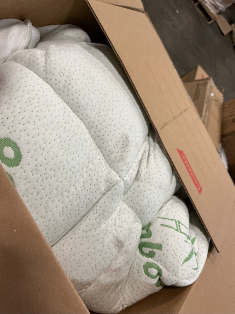 Condition photo showing As Is for Ultra Soft Full Size Mattress Topper - Viscose Made from Bamboo Pillow Top Mattress Pad for Back Pain Relief - Naturally Cooling for Hot Sleepers, Green Green Full
