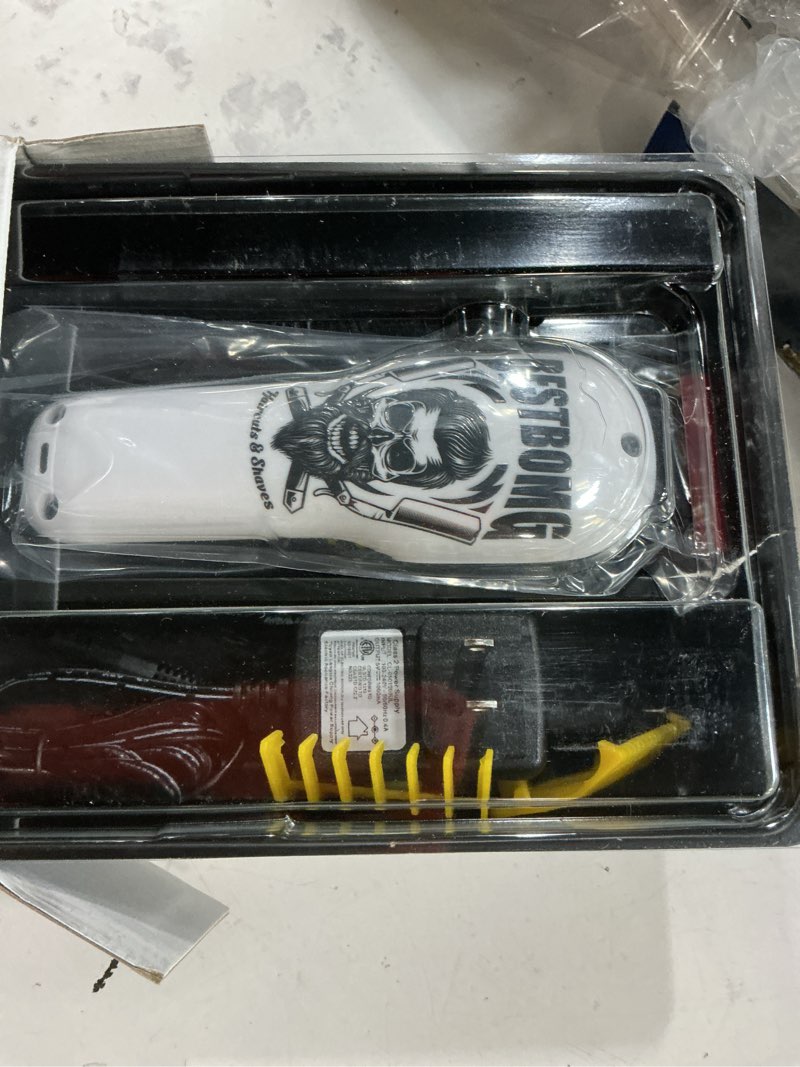 Condition photo showing Good Condition for BESTBOMG® Updated Professional Hair Clippers Cordless Hair Haircut Kit Rechargeable 2000mAh Hair Beard Trimmer Haircut Grooming Kit with 6 Guide Combs & for Men/Father/Husband/Boyfriend White-1
