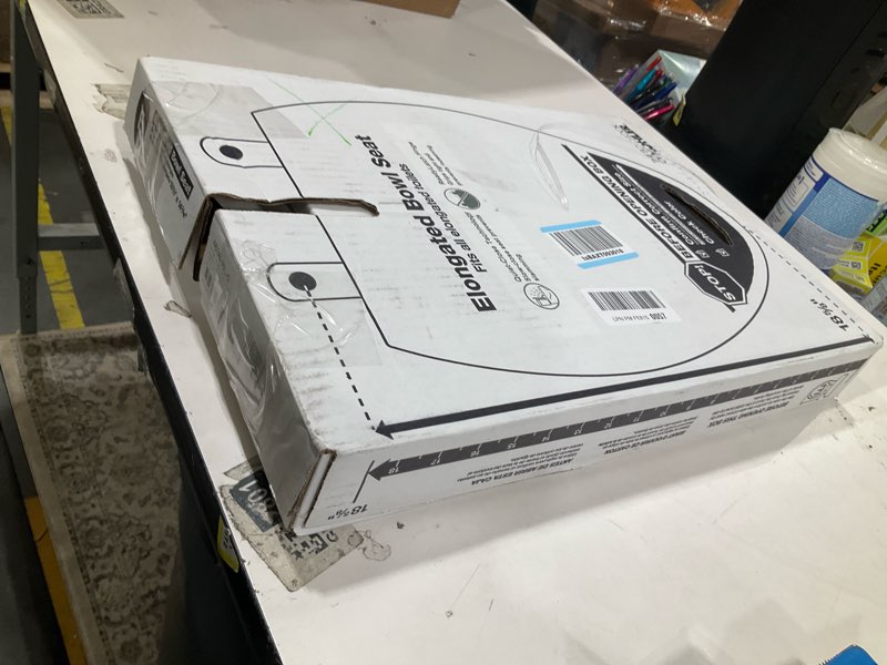 Condition photo showing As Is for KOHLER 4636-RL-0 Cachet ReadyLatch Elongated Toilet Seat Slow Close, Soft Close Toilet Seat Quiet Lid, Contoured Grip-Tight Bumpers Installation Hardware, Apartment Essentials, White White Elongated Ready Latch