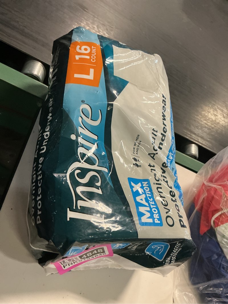 Condition photo showing New/Like New for inspire adult diapers women or men - max absorbency | our most absorbent and dry, incontinence underwear for women or men | leak proof diaper overnight or daytime for heavy large (16 count)