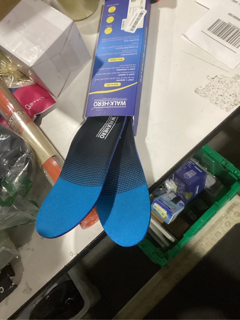 Condition photo showing New/Like New for plantar fasciitis relief - arch support insoles for men women, shoe inserts for flat feet, orthotic shoe insoles all-day energy and comfort with every step (mens 11-11 1/2 | womens 13-13 1/2) blue mens 11 - 11 1/2 | womens 13 - 13 1/2