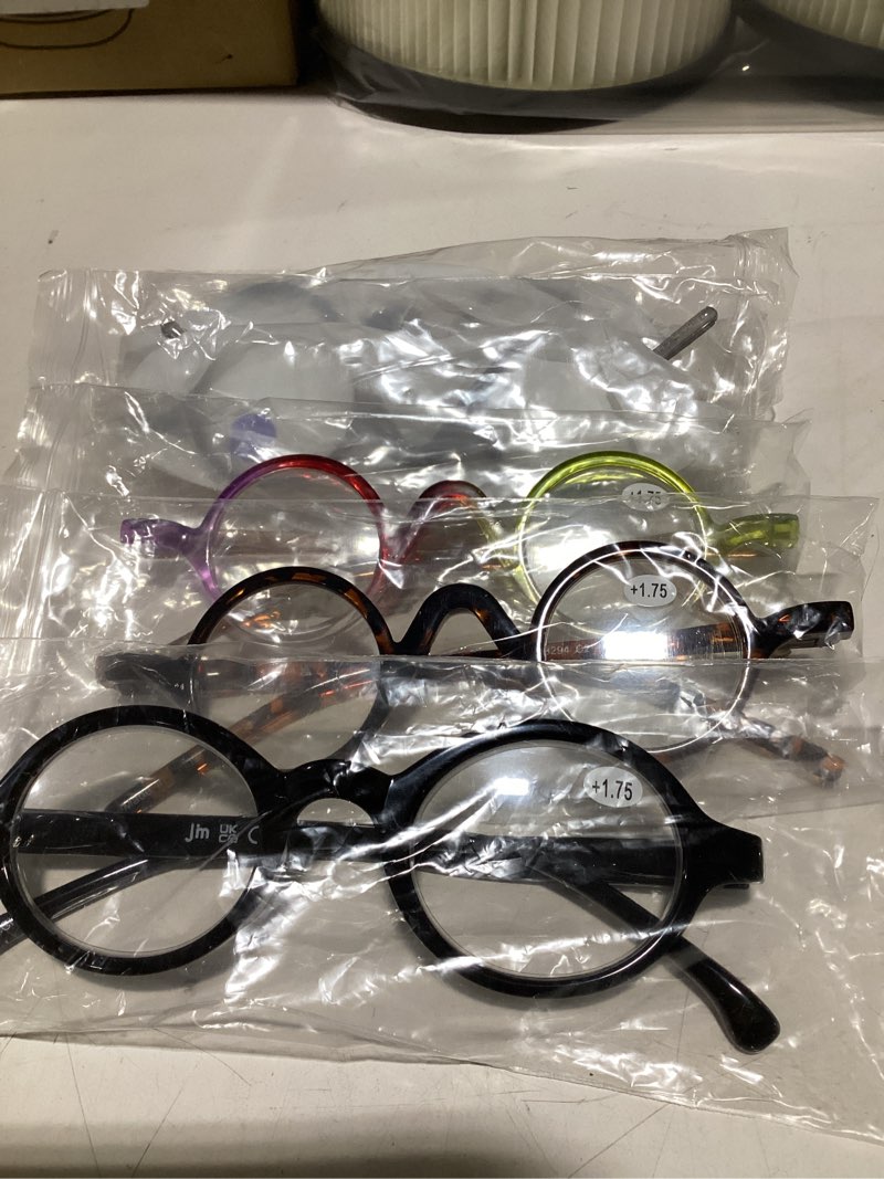 JM 5 Pack Round Reading Glasses for Women Men, Vintage Small Blue Light Blocking Computer Readers wi