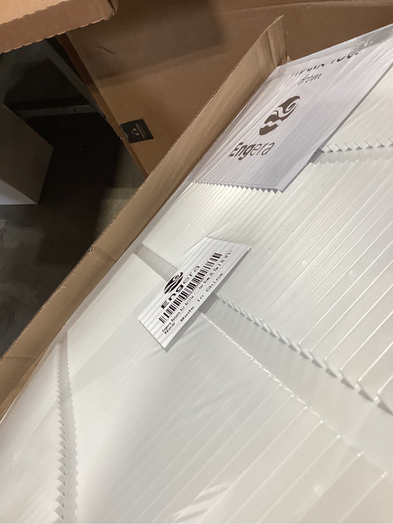 Condition photo showing New/Like New for engera return air grille - sidewall and ceiling - hvac vent duct cover diffuser - white 24" x 24" [outer dims: 25.75w x 25.75"h]