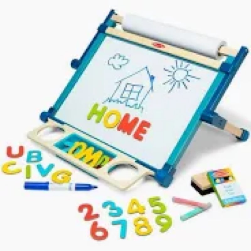 melissa & doug deluxe double-sided tabletop easel, arts & crafts, 42 pieces, 17.5” h x 20.75” w x 2.