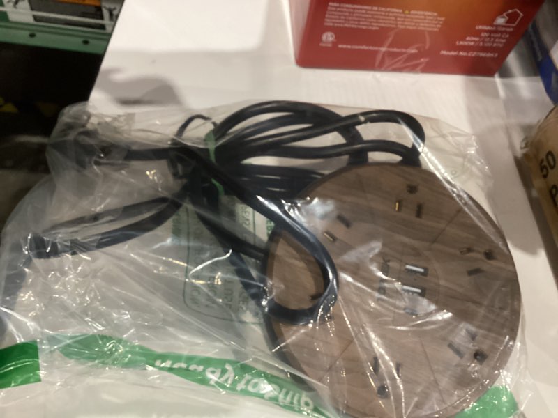 Condition photo showing Good Condition for Power Strip with USB, PD 20W USB-C Charging, 6.5 FT Extension Cord with 6 Outlets, 1 USB-C, 2 USB-A, TOPREK Power Strip Surge Protector, Wood Finish Desk Charging Station for Home, Office, Dorm Light Wood Grain-PD 20W