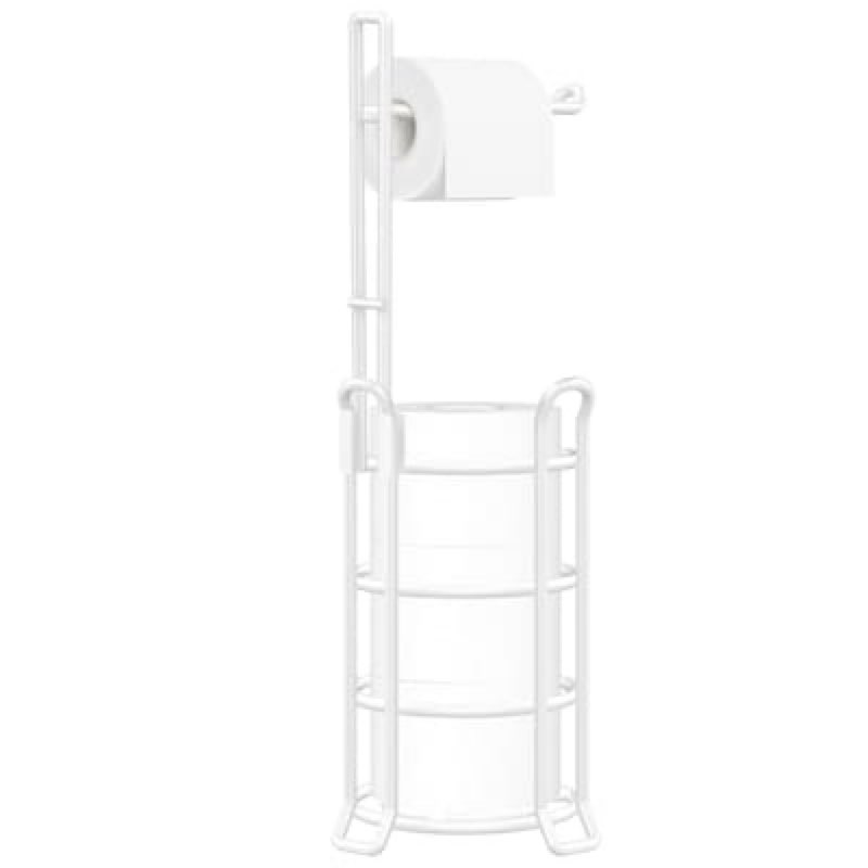Condition photo showing As Is for TomCare omCare Toilet Paper Holder Toilet Paper Stand and Dispenser for 4 Mega Rolls Metal Wire Free Standing Toilet Tissue Paper Roll Storage Shelf Bathroom Accessories Storage Organizer White Item #7979316 | Model #B0DGLLGMXQ