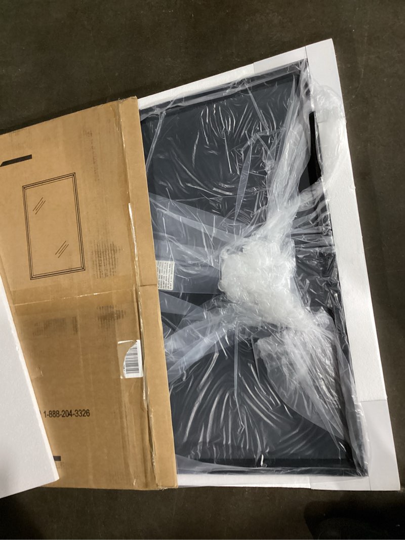 Condition photo showing As Is for tetote 40 x 30 inch oil rubbed bronze bathroom mirror beveled frame vanity mirror, tempered glass, shatterproof, for modern bedroom, entryway, living room 30"l x 40"w oil rubbed bronze