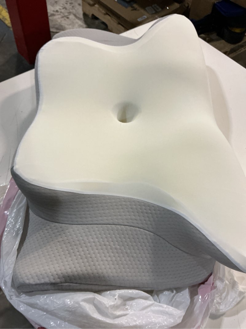 Condition photo showing As Is for ultra pain relief cooling pillow for neck support, adjustable cervical pillow cozy sleeping, odorless ergonomic contour memory foam pillows, orthopedic bed pillow for side back stomach sleeper