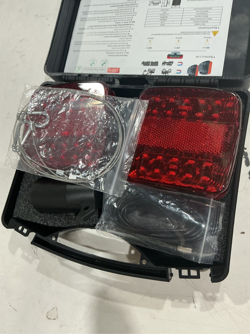 Condition photo showing As Is for wireless trailer lights magnetic, upgrade rechargeable wireless trailer tow lights led kit, ip65 waterproof, 10-hour battery life, 100 ft signal synchronization for towing truck camper rv boat
