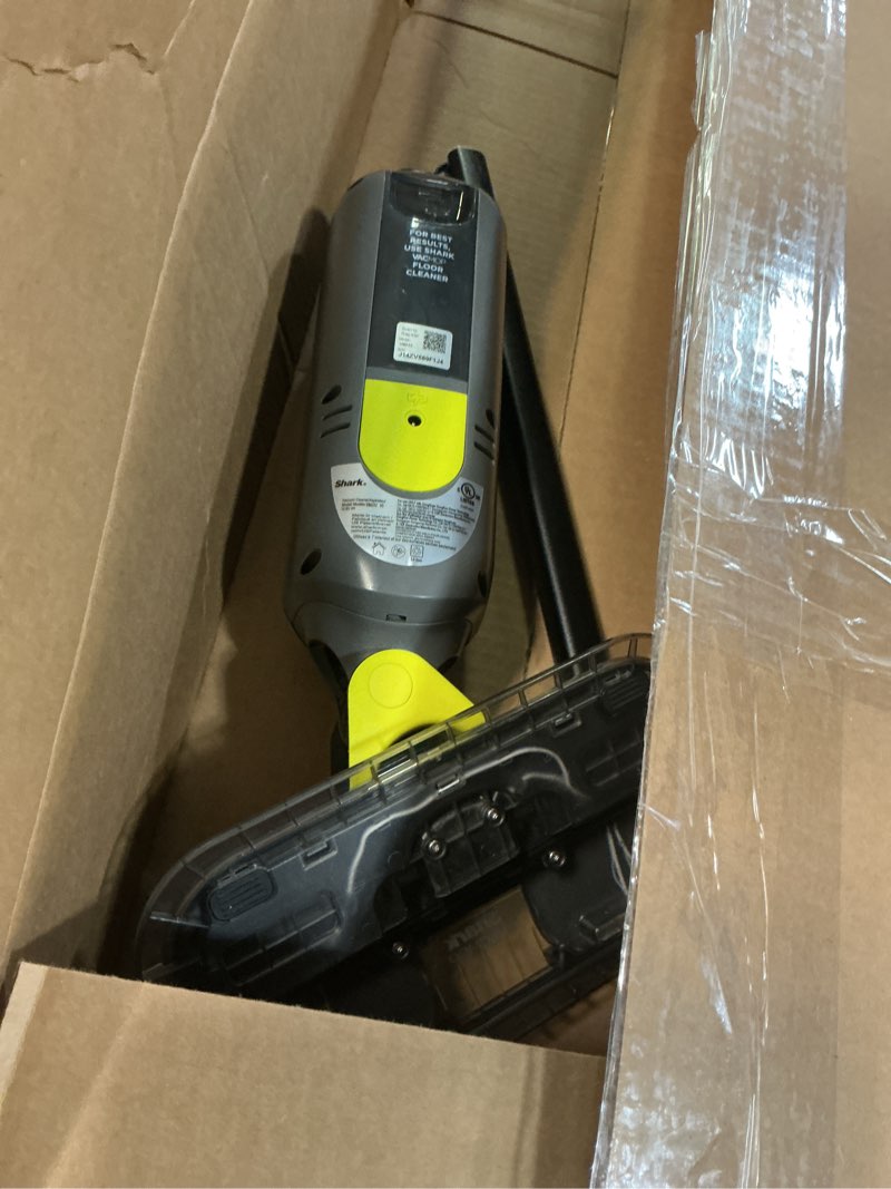 Condition photo showing As Is for Shark VACMOP Cordless Hard Floor Cleaner, Vacuum and Spray Mop, Powerful Suction, Lightweight, LED Headlights, Includes 4 Disposable Pads, 12oz Multi-Surface Cleaning Solution, Gray, VM252