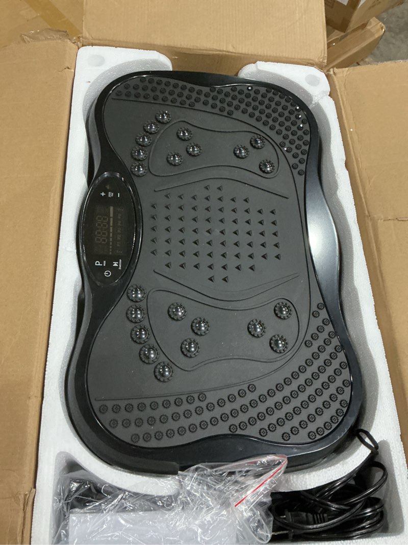 Condition photo showing Good Condition for vibration plate exercise machine, 130 levels full body workout vibrating plate for lymphatic drainage weight loss, 450 lbs capacity shake platform with resistance bands bluetooth for women men