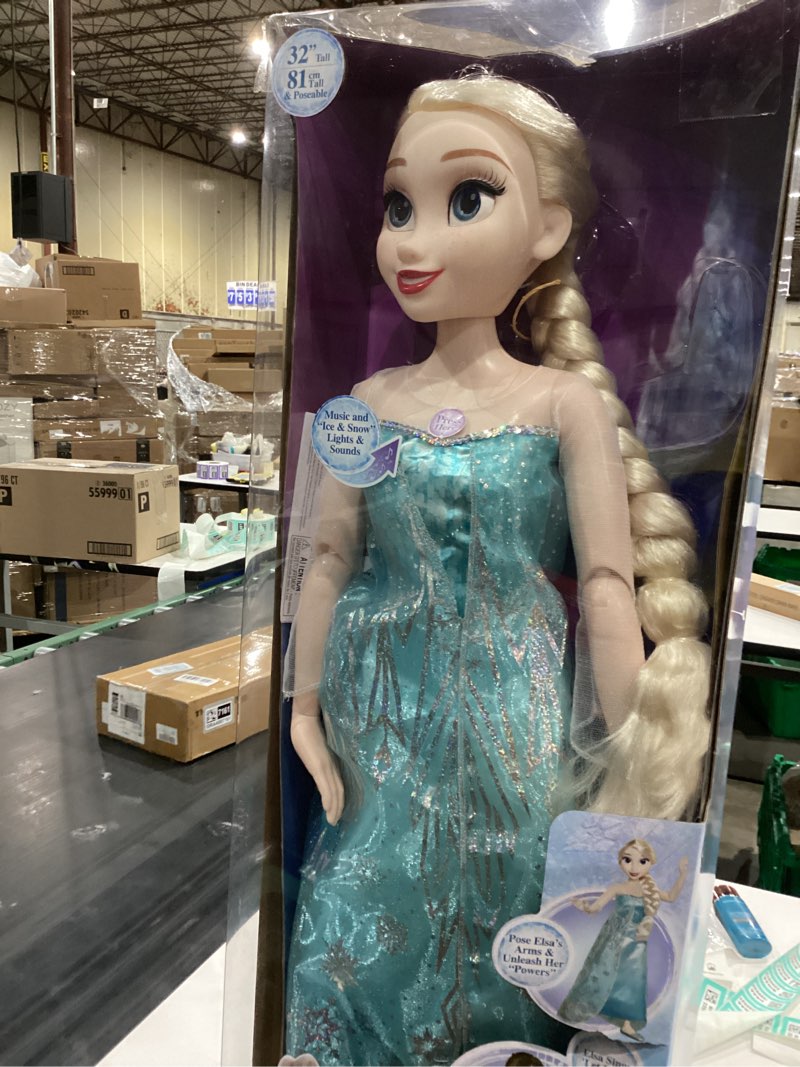 Condition photo showing Good Condition for Disney Frozen Elsa Doll, 100 Ice Powers, Light Up & Music Sounds, Stands 32 Inches Tall, Sings 'Let It Go', Great for Girls
