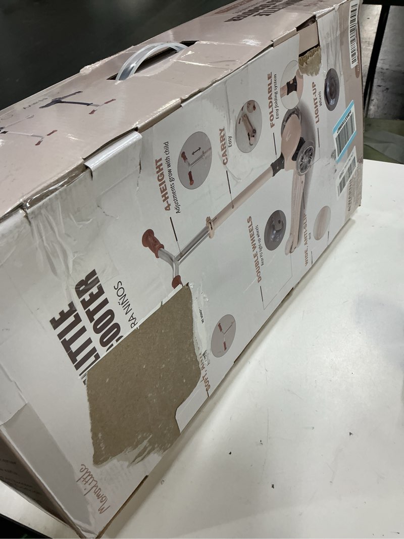 Condition photo showing Good Condition for momnlittle kick scooter for kids ages 3-10 (beige/pink/navy/white) 3 wheeled with led light-up wheels cpsc certified foldable and 4 height adjustable toddler scooters for boys girls pink with a basket