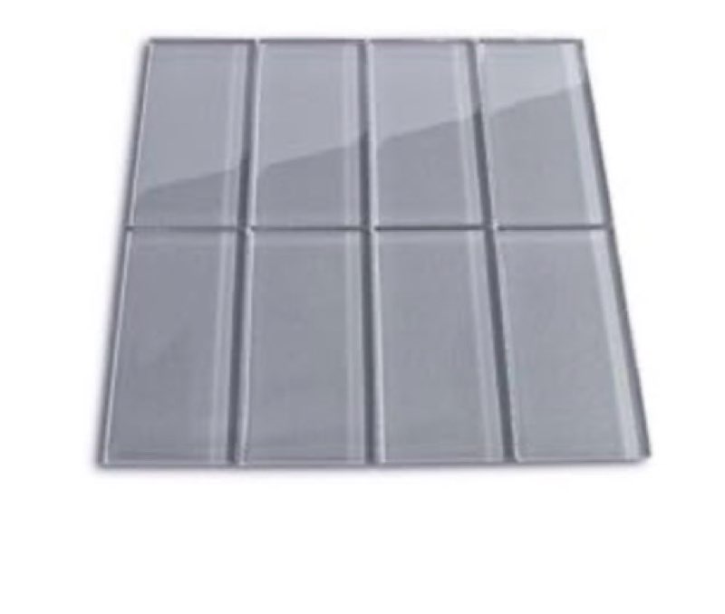 CNK Tile Ice Gray Glass Subway Tile – 3" x 6" Sleek Polished Ice Gray Glass Kitchen Backsplashes Bathroom Walls Shower Surrounds – Durable Moisture-Resistant Easy to Install Mesh Backing – Pack of 1
