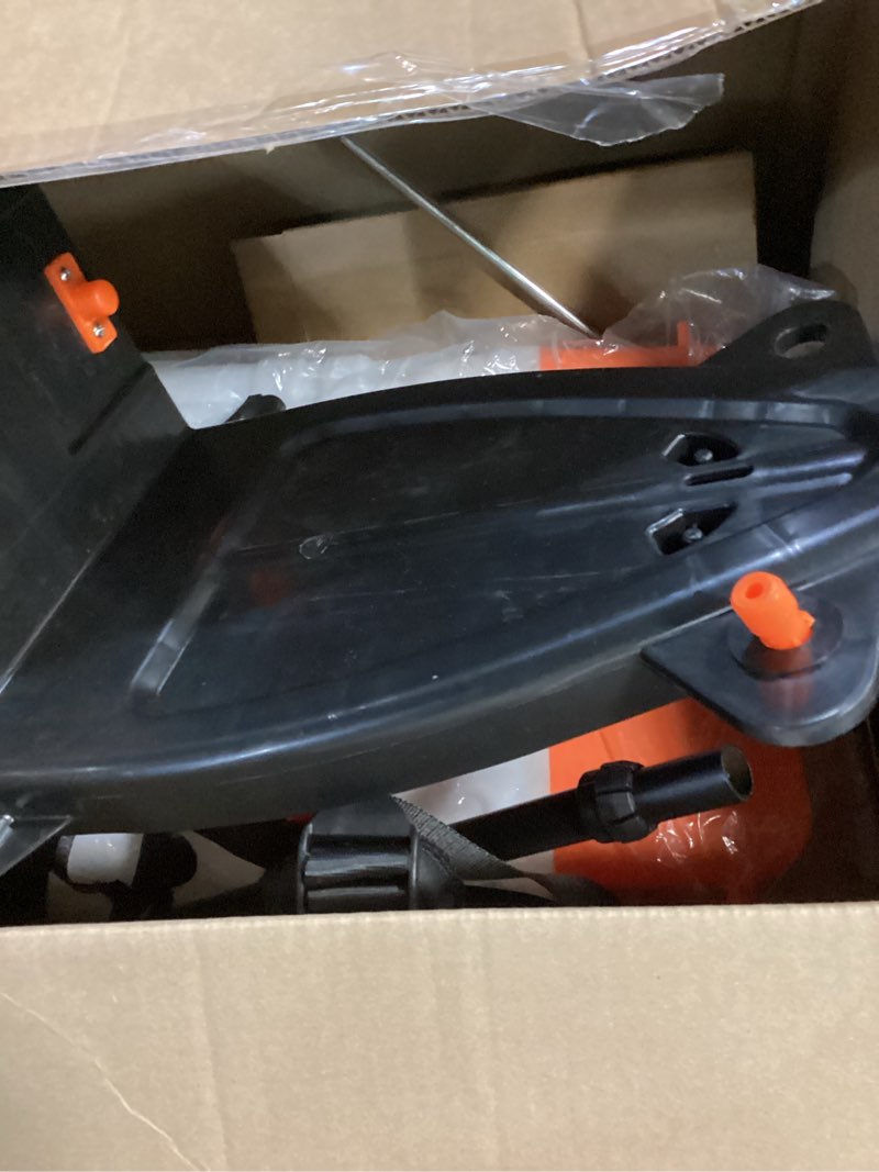Condition photo showing As Is for 4-gallon white plastic chemical tank with backpack missing items