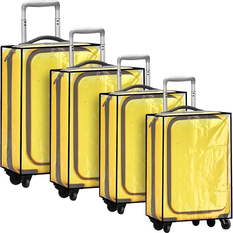 4 pieces thicken clear luggage cover protector,20" 24" 28"30"for tsa approved suitcase cover set for