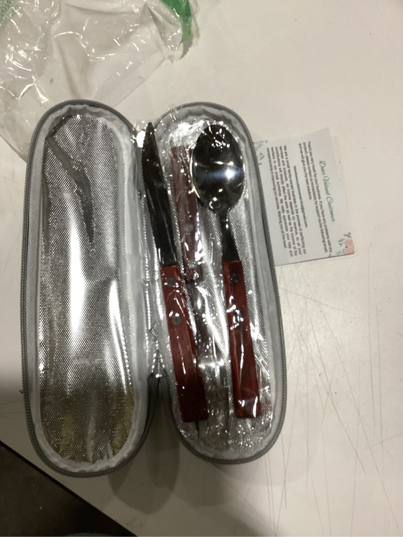 Condition photo showing Good Condition for PREMIUM QUALITY Stainless Steel travel utensils Set with case, Healthy & Eco-Friendly 3pc Full Size Fork, Spoon, Portable, reusable utensils with case