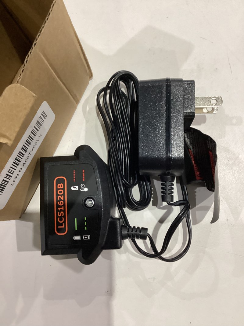 Condition photo showing Good Condition for LCS1620B Charger Compatible with Black and Decker 12V/20V Battery LBXR20 LBXR2020 LBX4020 LBX20 for Drill Tools, Replacement for Black and Decker 20-Volt MAX Lithium Battery Charger LCS1620 BDCAC202B