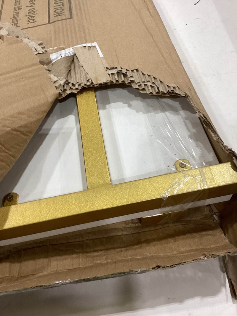 Condition photo showing As Is for clothing store square tube metal display stands, entrance porch organization hanging garment rack,wall mounted storage clothes shoe bag pipe shelf bookshelf (gold, 39" l) gold 39" l
