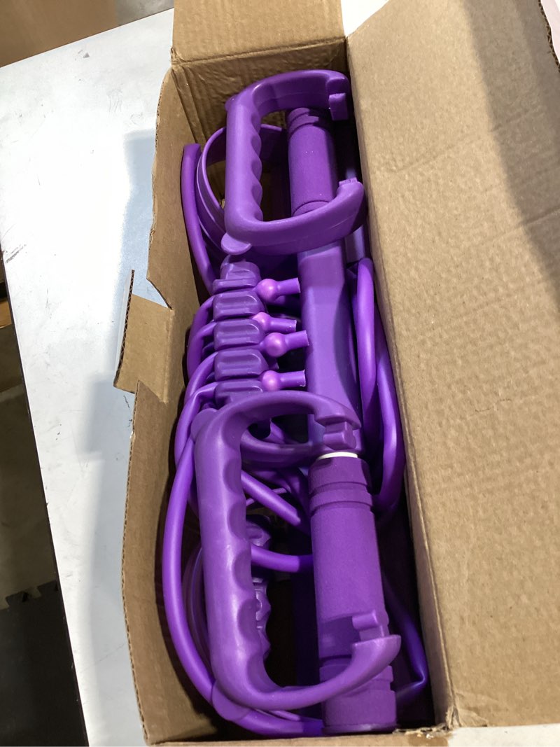 Condition photo showing As Is for 3 in 1 adjustable pedal resistance band, 8-tube multifunction tension rope, natural latex sit-up trainer resistance band suitable for fat loss and full-body shaping workout 8-tube purple