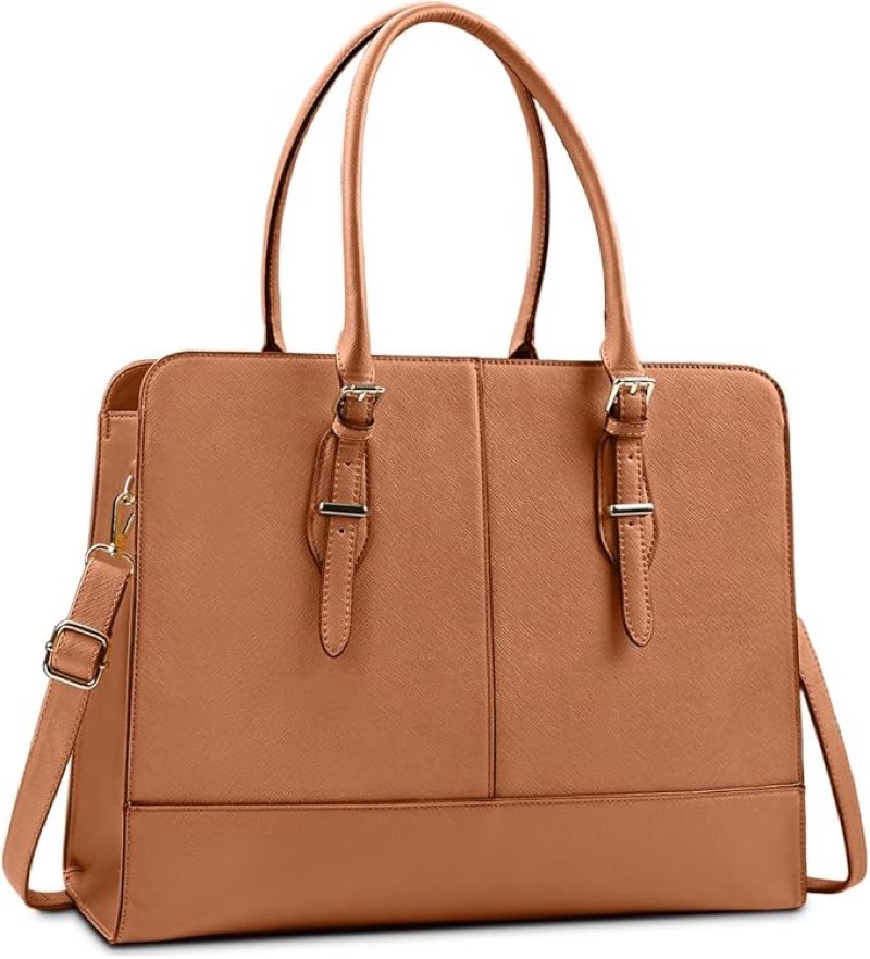 Laptop Bag for Women Leather Work Tote 15.6 Inch Laptop for Computer Bag Waterproof Business Office Professional Large Capacity Handbag Shoulder Bag Black