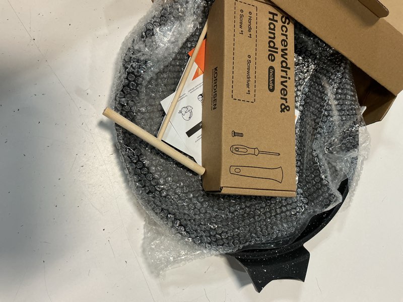 Condition photo showing New/Like New for kordisen crepe pan nonstick, 12 inch dosa pan with spreader, granite coating comales para tortillas pancake pan, flat bottom for stove top, induction compatible, pfoa free black 12inch