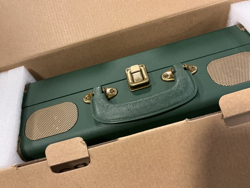 Condition photo showing Good Condition for Vinyl Record Player Bluetooth Turntable 3-Speed Suitcase Portable Vintage Belt-Driven Record Player with Built-in Speakers RCA Line Out AUX in Headphone Jack Military Green M415 Vintage Military Green