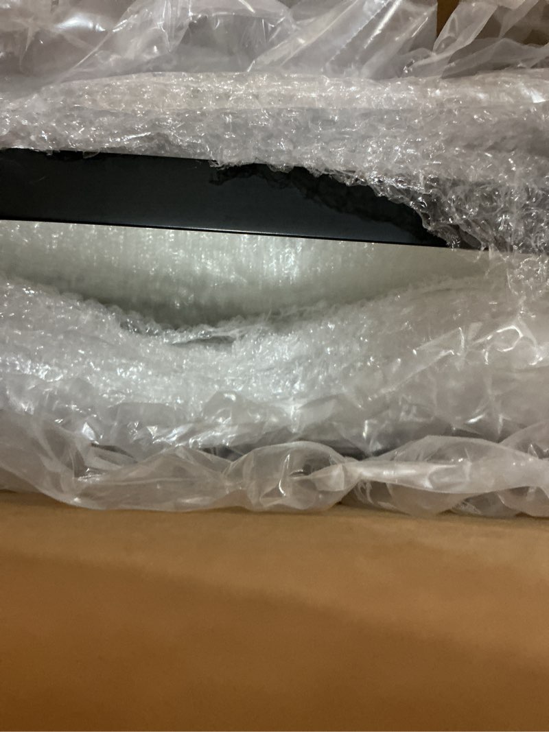 Condition photo showing Good Condition for andy star oval bathroom mirror, 24x32’’ matte black metal frame oblong mirror for bathroom, modern black oval bathroom mirror for over sink, hangs horizontal or vertical matte black 32"l x 24"w