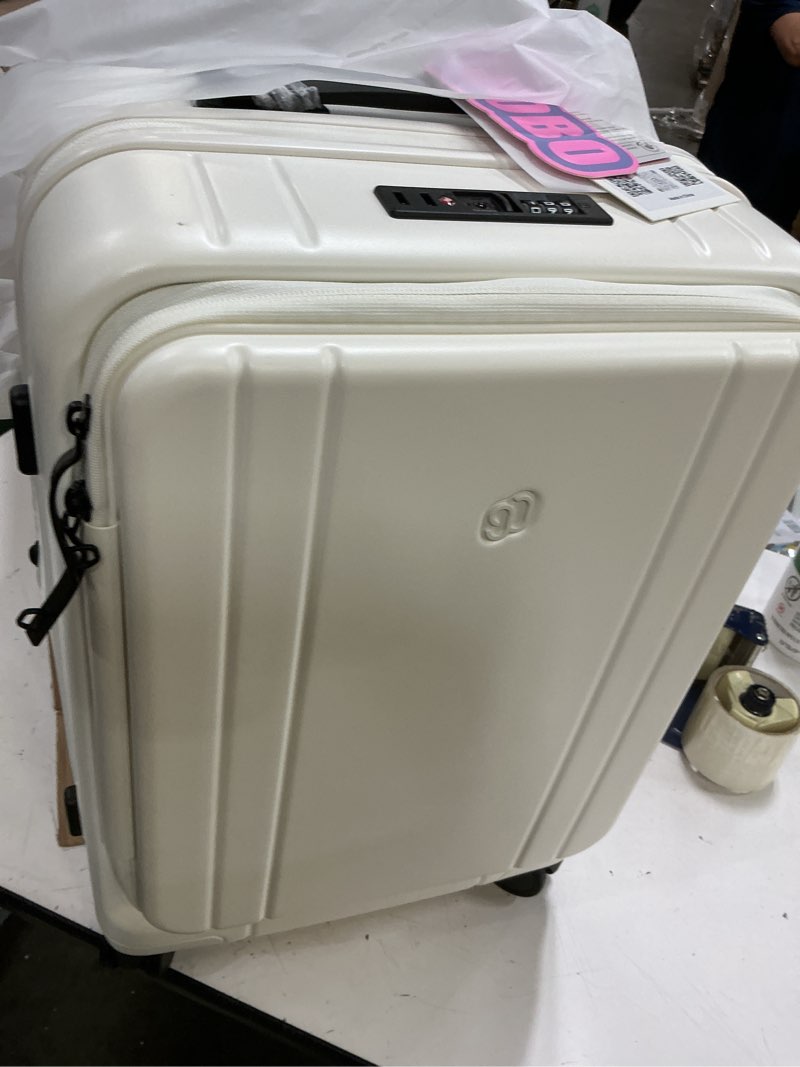 Condition photo showing Good Condition for ninetygo carry on luggage 22x14x9 airline approved, top opening luggage 20 inch suitcase, expandable, pc hard shell, larger capacity carryon, tsa lock, 360° spinner wheels (white,hbp) 08-white carry-on 20-inch