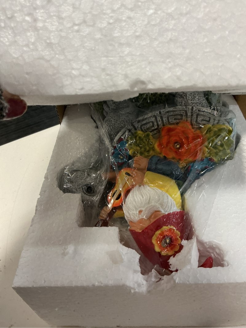 Condition photo showing Good Condition for gnome hide a key outside gnome with guitar turtle garden decor outdoor key hider funny yard patio lawn decorations solar figurine light ornaments housewarming for women mom grandma gnome guitar turtle