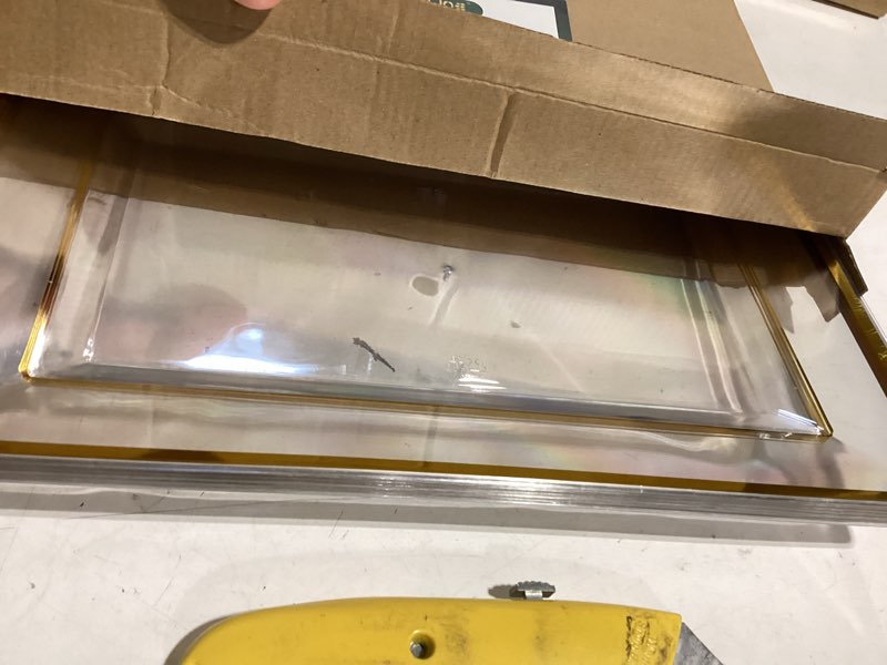 Condition photo showing Good Condition for focusline 8 pcs plastic serving trays for party, clear and gold rim serving platters and trays, premium plastic fruit tray, disposable platters for cupcake, dessert, appetizers