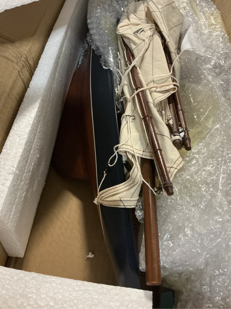 Condition photo showing Good Condition for SAILINGSTORY Wooden Sailboat Decor Ship Model Yacht America's Cup Columbia 1901 Replica Medium Navy 37"