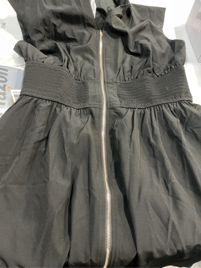 Condition photo showing New/Like New for GRACE KARIN Womens Summer Casual Dress, Business Office Work Dresses, Cap Sleeve Zipper Front Flowy Midi Dress with Pockets Black Large