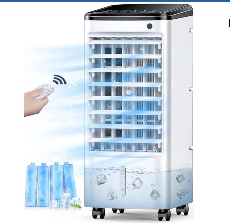 evaporative air cooler, balko 3-in-1 windowless portable air conditioner, 4 modes & 3 speeds personal swamp cooler w/humidifier, 12h timer & remote, 65° oscillating evaporative cooler for room home