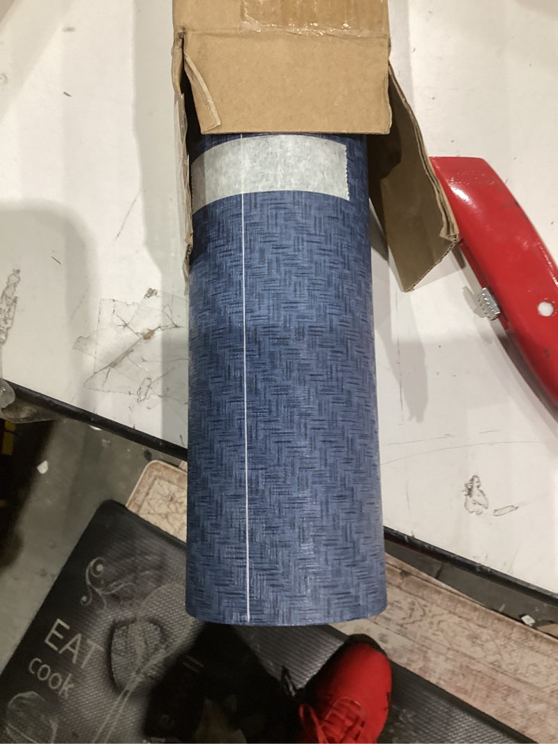 Condition photo showing Good Condition for haimin fabric wallpaper textured contact paper (24in x 393in) navy blue grasscloth wallpaper peel and stick faux linen wall paper self-adhesive vinyl looks like woven straw