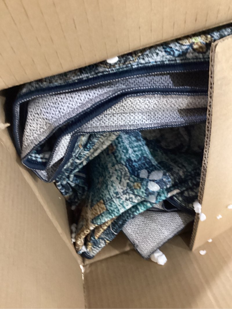 Condition photo showing Good Condition for Moynesa Ultra-Thin Washable Vintage Area Rug - 6x9 Teal Large Dining Room Rug for Bedroom, Non-Shed Living Room Mat, Indoor Oriental Medallion Hardwood Floor Carpet for Office Home Decor 6' x 9' Teal