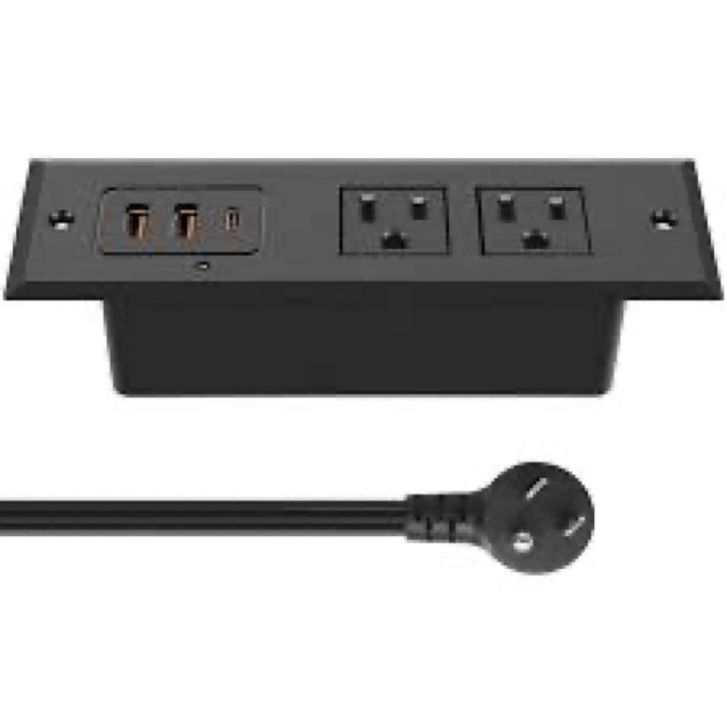 cccei recessed power strip with 45w usb-c ports, fast charging usb a port desk outlet, black furnitu