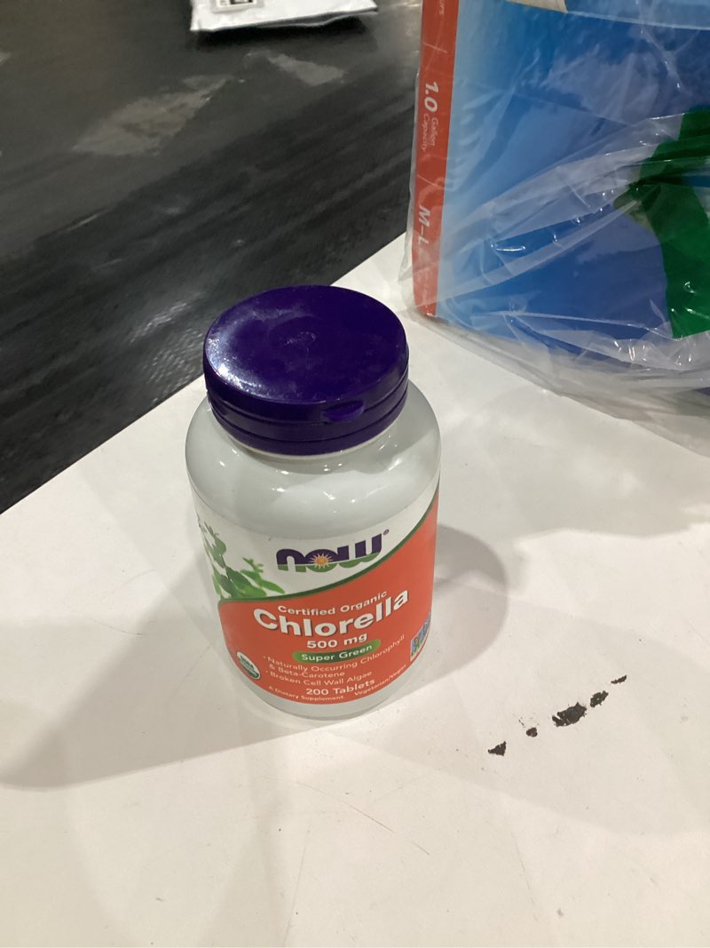 Condition photo showing New/Like New for NOW Foods Supplements, Organic Chlorella 500 mg with naturally occurring Chlorophyll, Beta-Carotene, mixed Carotenoids, Vitamin C, Iron and Protein, 200 Tablets 200 Count (Pack of 1)