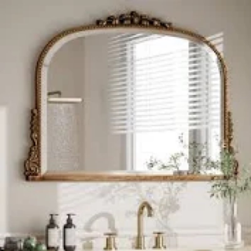 Vintage Baroque Mirror Arched Bathroom Wall Mirror For Elegant Decor