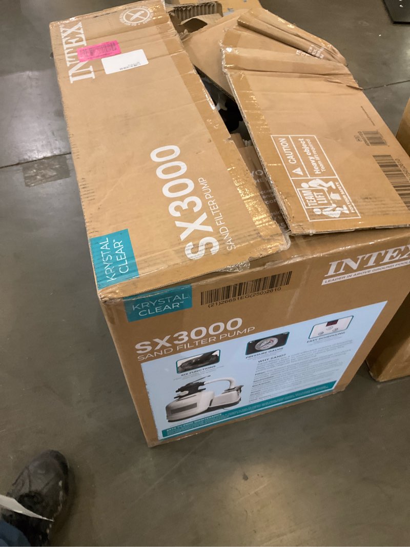 Condition photo showing As Is for Intex 26651EG 3,000 GPH Above Ground Pool Sand Filter Pump with Automatic Timer 3,000 Gallons Per Hour Sand Filter Pump