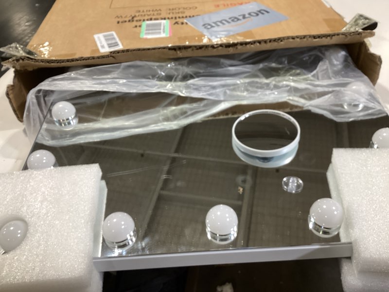 Condition photo showing Good Condition for similar to hansong rgb vanity mirror with lights 23\" x 18\" led hollywood mirror makeup mirror with 15 dimmable bulbs and 10x magnification 3 colors modes touch control white with rgb backlight