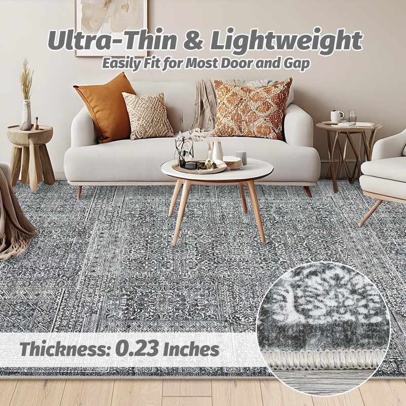 (Similar photo)8x10 Rugs for Living Room, Soft Vintage Large Wasahble Area Rug for Bedroom, Ultra Thin Non-Slip Car