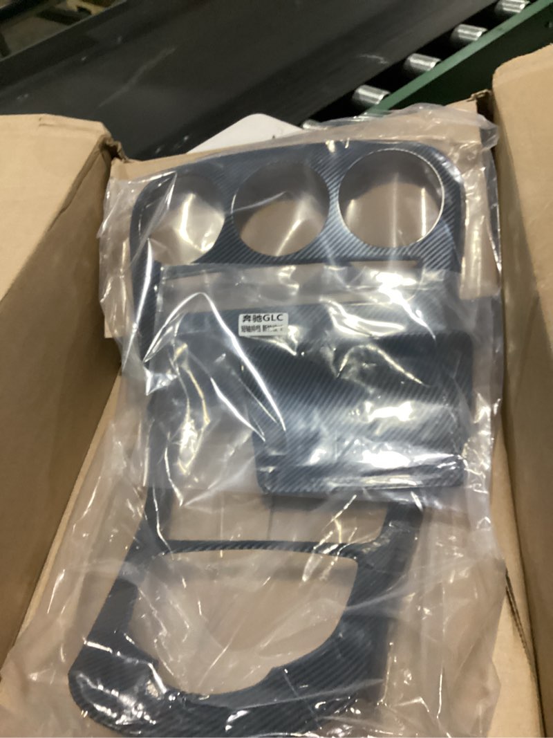 Condition photo showing Good Condition for update full-wrap center console gear shift panel cover compatible with mercedes benz c class w205 2015-2018, carbon fiber pattern interior accessories for glc x253 2015-2018 (with clock) full-wrap-with clock