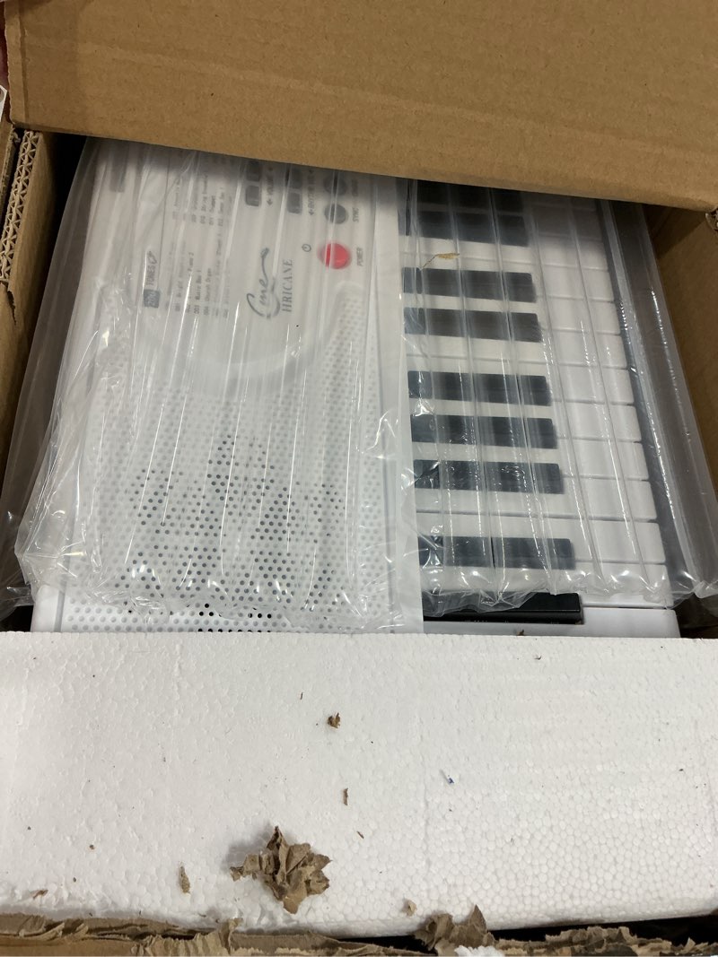 Condition photo showing As Is for Hricane Keyboard Piano Lighted Keys for Beginner Adults Teens Kids, 61 Key Electronic Music Keyboard with Teaching Modes Powered by USB or Battery with LCD Display Microphone Headphone Jack Lighted Keys-White