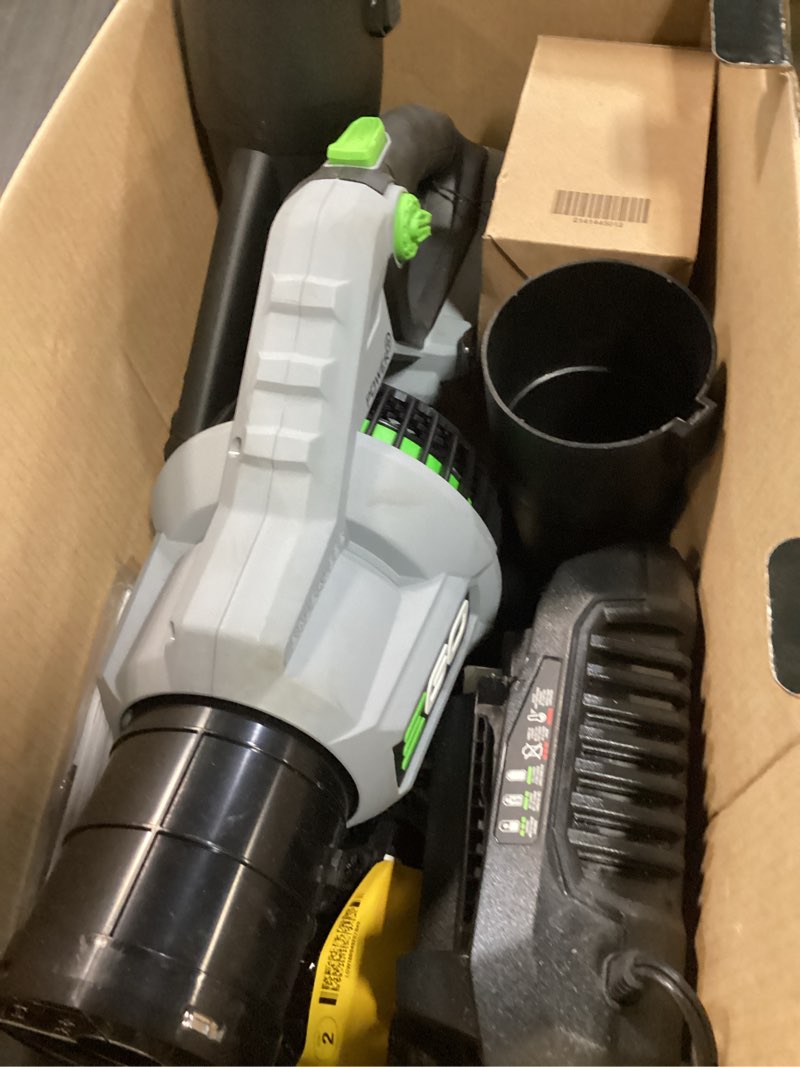 Condition photo showing As Is for ego power+ lb7654 200 mph 765 cfm 56 v battery handheld leaf blower kit (battery & charger) w/ 5.0 ah battery